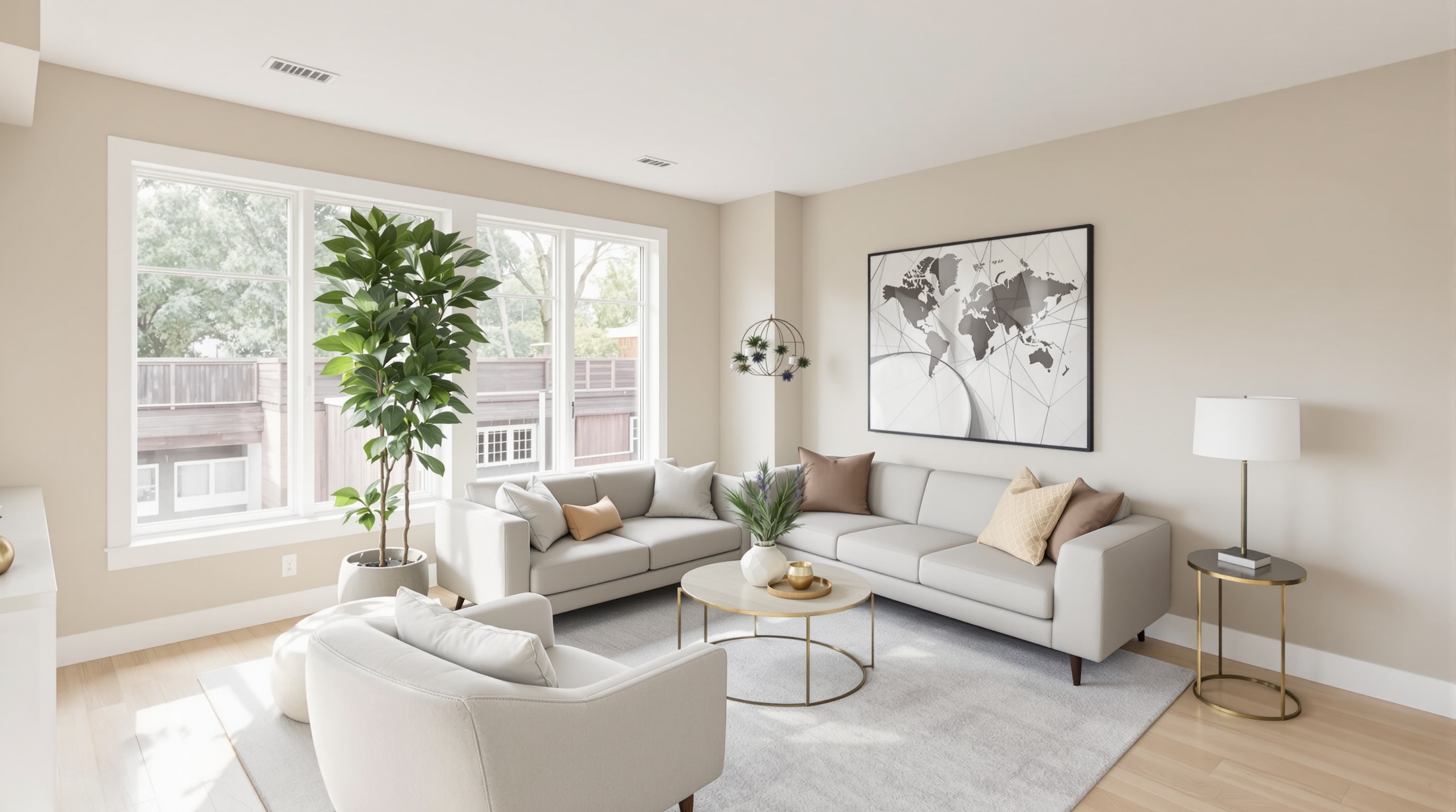 Staged living room of a Queens home prepared for sale