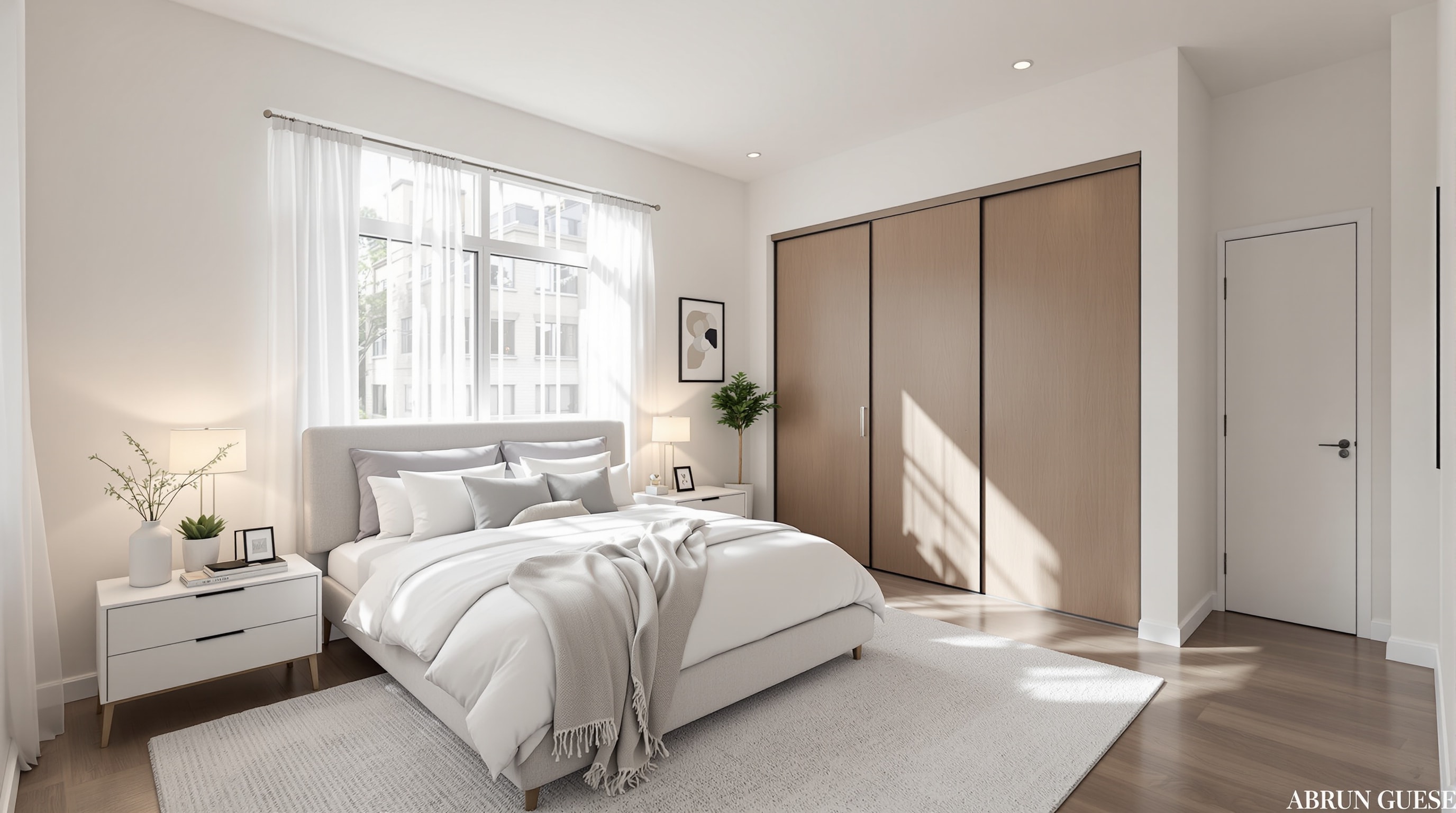 Staged bedroom in a Queens home prepared for sale listing
